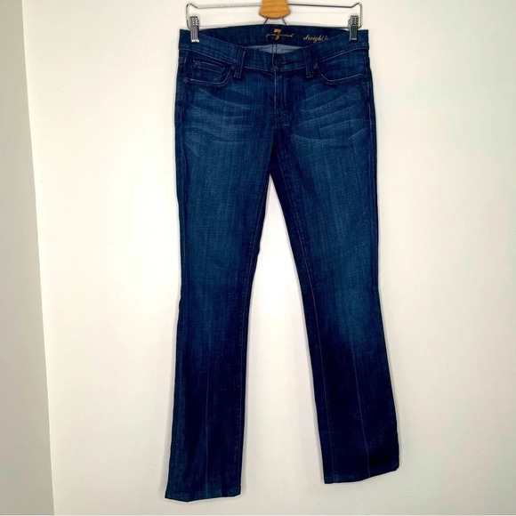 7 For All Mankind Dark Wash Straight Leg Jeans Size 28 - Picture 1 of 6